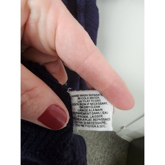 GUINEVERE Anthropologie Dark Blue Cashmere Blend Knit Open Front Cardigan Size M - Picture 9 of 9